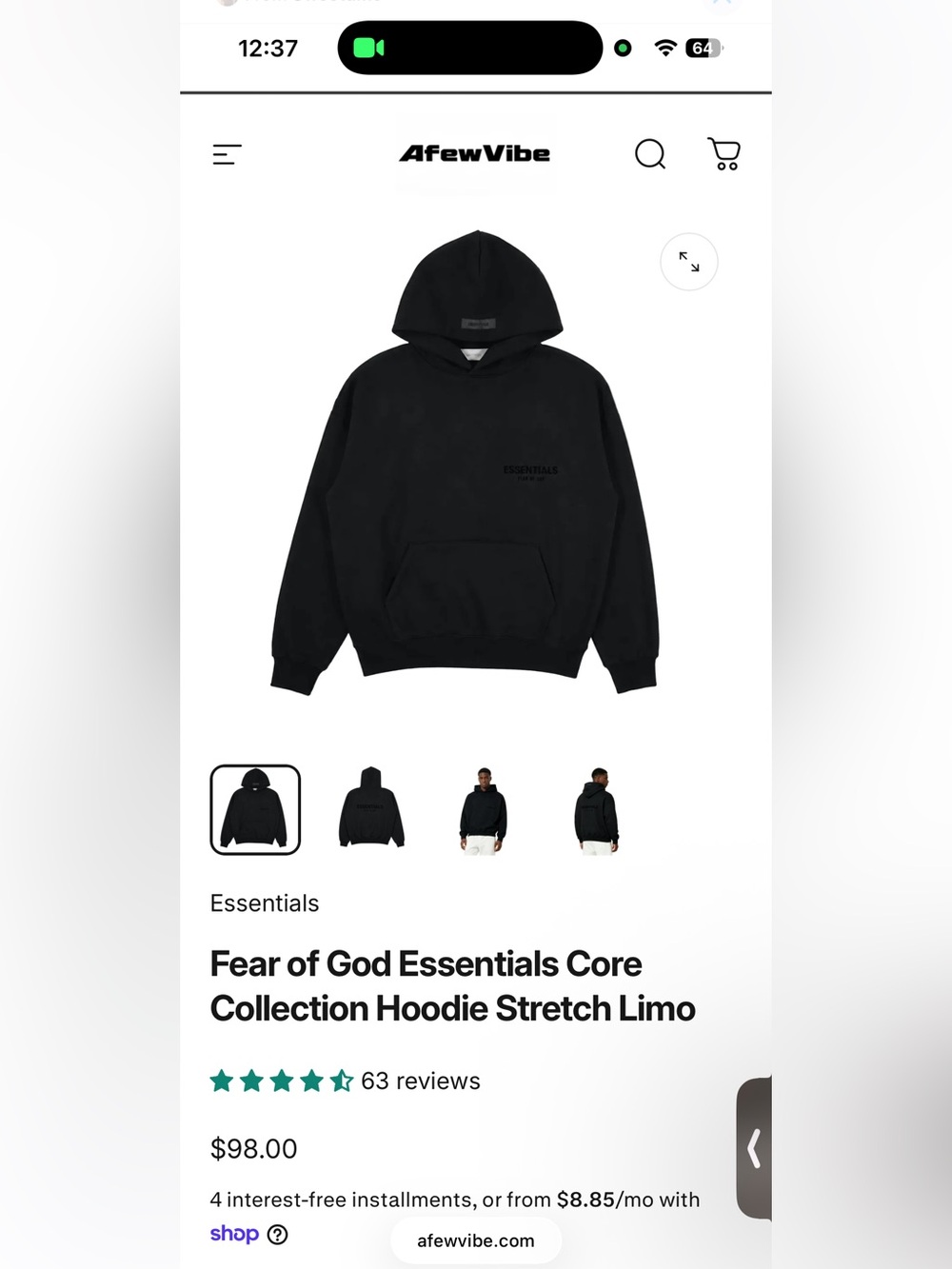 Essentials Fear of God Core Collection Hoodie Stretch Limo